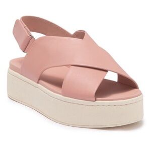 VINCE Weslan Leather Platform Crisscross Velco Strap Sandal Size 9